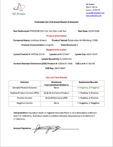 Endotoxin Gel Clot Assay Report_Retatrutide HA_99_6mg_2-7-25_Limitless